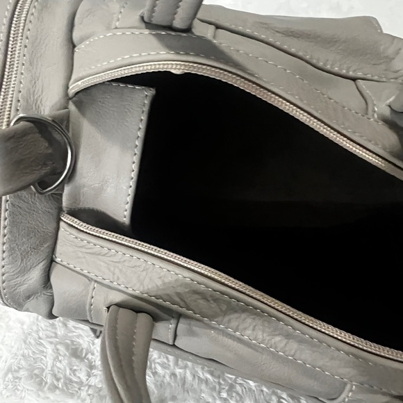 Vintage Putty Small Leather Duffle Bag Crossbody Strap Mexico Puppy Carrier - Picture 10 of 16